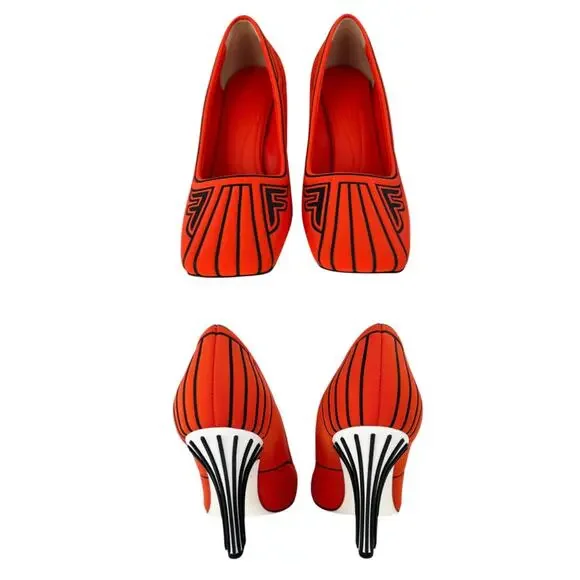 Fendi Red Neoprene Pumps